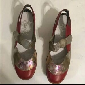 Rieker  Women's Shoes, Sling Pumps red & mettalic size 37